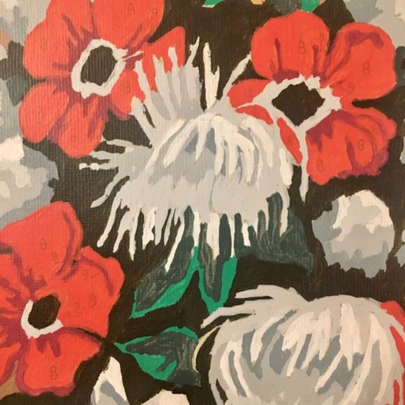 Paint by Number Vintage Poppies Floral 1960s Mid Century Ready To Frame Gallery - Picture 4 of 5